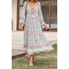 image:imageRVivimos Boho Maxi Dresses for Women 2026 Floral Print Long Sleeve Casual Button Up Loose Flowy Beach Long DressesWhite