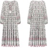 image:imageRVivimos Boho Maxi Dresses for Women 2026 Floral Print Long Sleeve Casual Button Up Loose Flowy Beach Long DressesWhite