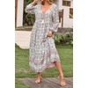 image:imageRVivimos Boho Maxi Dresses for Women 2026 Floral Print Long Sleeve Casual Button Up Loose Flowy Beach Long DressesWhite
