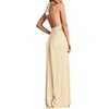 image:imageRVivimos Boho Maxi Dresses for Women 2026 Summer Sleeveless Halter Elastic Waist Sexy Backless Front Slit Flowy Long DressesBeige