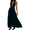 image:imageRVivimos Boho Maxi Dresses for Women 2026 Summer Sleeveless Halter Elastic Waist Sexy Backless Front Slit Flowy Long DressesBlack