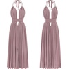 image:imageRVivimos Boho Maxi Dresses for Women 2026 Summer Sleeveless Halter Elastic Waist Sexy Backless Front Slit Flowy Long DressesDusty Mauve