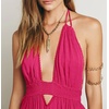 image:imageRVivimos Boho Maxi Dresses for Women 2026 Summer Sleeveless Halter Elastic Waist Sexy Backless Front Slit Flowy Long DressesFuchsia