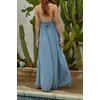 image:imageRVivimos Boho Maxi Dresses for Women 2026 Summer Sleeveless Halter Elastic Waist Sexy Backless Front Slit Flowy Long DressesHaze Blue