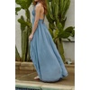image:imageRVivimos Boho Maxi Dresses for Women 2026 Summer Sleeveless Halter Elastic Waist Sexy Backless Front Slit Flowy Long DressesHaze Blue