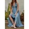 image:imageRVivimos Boho Maxi Dresses for Women 2026 Summer Sleeveless Halter Elastic Waist Sexy Backless Front Slit Flowy Long DressesHaze Blue