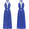 image:imageRVivimos Boho Maxi Dresses for Women 2026 Summer Sleeveless Halter Elastic Waist Sexy Backless Front Slit Flowy Long DressesRoyal Blue