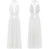 image:imageRVivimos Boho Maxi Dresses for Women 2026 Summer Sleeveless Halter Elastic Waist Sexy Backless Front Slit Flowy Long DressesWhite