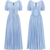 image:imageRVivimos Casual Maxi Summer Dresses for Women Puff Sleeve V Neck Lace Splicing Tie Back Flowy Backless Long DressBlue