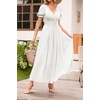 image:imageRVivimos Casual Maxi Summer Dresses for Women Puff Sleeve V Neck Lace Splicing Tie Back Flowy Backless Long DressWhite