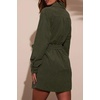 image:imageRVivimos Corduroy Cotton Mini Dress Fall Winter 2026 Casual Long Sleeve Button Down Belted Shirt Dress with PocketsArmy Green