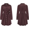 image:imageRVivimos Corduroy Cotton Mini Dress Fall Winter 2026 Casual Long Sleeve Button Down Belted Shirt Dress with PocketsMaroon