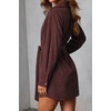 image:imageRVivimos Corduroy Cotton Mini Dress Fall Winter 2026 Casual Long Sleeve Button Down Belted Shirt Dress with PocketsMaroon