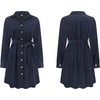 image:imageRVivimos Corduroy Cotton Mini Dress Fall Winter 2026 Casual Long Sleeve Button Down Belted Shirt Dress with PocketsNavy Blue