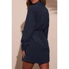 image:imageRVivimos Corduroy Cotton Mini Dress Fall Winter 2026 Casual Long Sleeve Button Down Belted Shirt Dress with PocketsNavy Blue