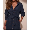 image:imageRVivimos Corduroy Cotton Mini Dress Fall Winter 2026 Casual Long Sleeve Button Down Belted Shirt Dress with PocketsNavy Blue
