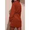 image:imageRVivimos Corduroy Cotton Mini Dress Fall Winter 2026 Casual Long Sleeve Button Down Belted Shirt Dress with PocketsRust Brown