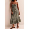 image:imageRVivimos Cotton Casual Summer Dresses for Women 2026 Spaghetti Strap Backless Boho Flowy Midi Dress with PocketsArmy Green