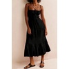 image:imageRVivimos Cotton Casual Summer Dresses for Women 2026 Spaghetti Strap Backless Boho Flowy Midi Dress with PocketsBlack
