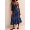 image:imageRVivimos Cotton Casual Summer Dresses for Women 2026 Spaghetti Strap Backless Boho Flowy Midi Dress with PocketsNavy Blue