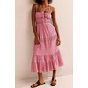 image:imageRVivimos Cotton Casual Summer Dresses for Women 2026 Spaghetti Strap Backless Boho Flowy Midi Dress with PocketsPink