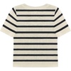 image:imageRVivimos Crop Tops for Women Spring Summer Short Sleeve Crew Neck RibKnit Stretchy Striped TShirts BlousesWhiteblack