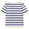 image:imageRVivimos Crop Tops for Women Spring Summer Short Sleeve Crew Neck RibKnit Stretchy Striped TShirts BlousesWhiteblue