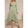 image:imageRVivimos Fall Floral Dress for Women 2026 Boho Long Sleeve V Neck Drawstring Tie Loose Tiered Flowy Midi Dress with PocketsGreen