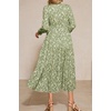 image:imageRVivimos Fall Floral Dress for Women 2026 Boho Long Sleeve V Neck Drawstring Tie Loose Tiered Flowy Midi Dress with PocketsGreen