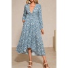 image:imageRVivimos Fall Floral Dress for Women 2026 Boho Long Sleeve V Neck Drawstring Tie Loose Tiered Flowy Midi Dress with PocketsLight Blue