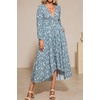 image:imageRVivimos Fall Floral Dress for Women 2026 Boho Long Sleeve V Neck Drawstring Tie Loose Tiered Flowy Midi Dress with PocketsLight Blue