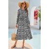 image:imageRVivimos Long Sleeve Boho Dresses for Women 2026 Floral Print Casual Button Down Loose Flowy Midi Shirt Dress with PocketsBlack
