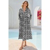 image:imageRVivimos Long Sleeve Boho Dresses for Women 2026 Floral Print Casual Button Down Loose Flowy Midi Shirt Dress with PocketsBlack