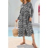 image:imageRVivimos Long Sleeve Boho Dresses for Women 2026 Floral Print Casual Button Down Loose Flowy Midi Shirt Dress with PocketsBlack