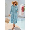 image:imageRVivimos Long Sleeve Boho Dresses for Women 2026 Floral Print Casual Button Down Loose Flowy Midi Shirt Dress with PocketsBlue