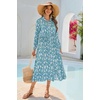 image:imageRVivimos Long Sleeve Boho Dresses for Women 2026 Floral Print Casual Button Down Loose Flowy Midi Shirt Dress with PocketsBlue