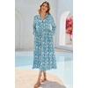 image:imageRVivimos Long Sleeve Boho Dresses for Women 2026 Floral Print Casual Button Down Loose Flowy Midi Shirt Dress with PocketsBlue
