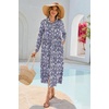 image:imageRVivimos Long Sleeve Boho Dresses for Women 2026 Floral Print Casual Button Down Loose Flowy Midi Shirt Dress with PocketsDark Blue