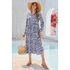 image:imageRVivimos Long Sleeve Boho Dresses for Women 2026 Floral Print Casual Button Down Loose Flowy Midi Shirt Dress with PocketsDark Blue
