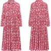 image:imageRVivimos Long Sleeve Boho Dresses for Women 2026 Floral Print Casual Button Down Loose Flowy Midi Shirt Dress with PocketsRed