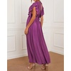 image:imageRVivimos Maxi Dresses for Women 2026 Summer Short Sleeve V Neck Drawstring Tie Boho Loose Flowy Long Dresses with PocketsFuchsia