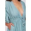 image:imageRVivimos Maxi Dresses for Women 2026 Summer Short Sleeve V Neck Drawstring Tie Boho Loose Flowy Long Dresses with PocketsSky Blue