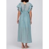 image:imageRVivimos Maxi Dresses for Women 2026 Summer Short Sleeve V Neck Drawstring Tie Boho Loose Flowy Long Dresses with PocketsSky Blue