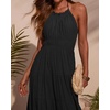 image:imageRVivimos Maxi Halter Dresses for Women Summer 2026 Boho Sleeveless Elastic Waist Sexy Backless Tiered Flowy Beach SundressBlack