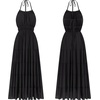 image:imageRVivimos Maxi Halter Dresses for Women Summer 2026 Boho Sleeveless Elastic Waist Sexy Backless Tiered Flowy Beach SundressBlack