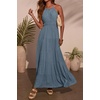 image:imageRVivimos Maxi Halter Dresses for Women Summer 2026 Boho Sleeveless Elastic Waist Sexy Backless Tiered Flowy Beach SundressHaze Blue