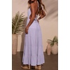 image:imageRVivimos Maxi Halter Dresses for Women Summer 2026 Boho Sleeveless Elastic Waist Sexy Backless Tiered Flowy Beach SundressLight Purple