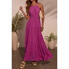 image:imageRVivimos Maxi Halter Dresses for Women Summer 2026 Boho Sleeveless Elastic Waist Sexy Backless Tiered Flowy Beach SundressMagenta