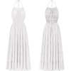 image:imageRVivimos Maxi Halter Dresses for Women Summer 2026 Boho Sleeveless Elastic Waist Sexy Backless Tiered Flowy Beach SundressWhite