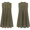 image:imageRVivimos Sleeveless Cotton Casual Dresses for Women Summer 2026 Button Up Ruched Loose Tunic Mini Dress with PocketsArmy Green